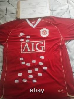Manchester United 2007/2008 Signed Shirt with COA Size L