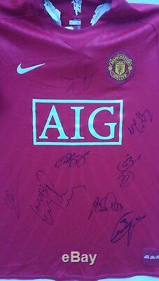 Manchester United 2008 Ucl Signed Autograph Shirt 7 Jersey Ronaldo+giggs+scholes