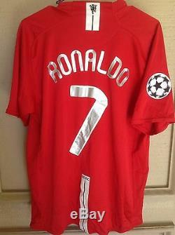 Manchester United 2008 Ucl Signed Autograph Shirt 7 Jersey Ronaldo+giggs+scholes