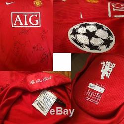 Manchester United 2008 Ucl Signed Autograph Shirt 7 Jersey Ronaldo+giggs+scholes