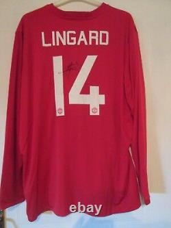 Manchester United 2016-2017 Signed Home Lingard Football Shirt with COA /43244