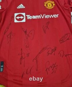 Manchester United 2021/2022 Home Shirt Squad Signed Official COA