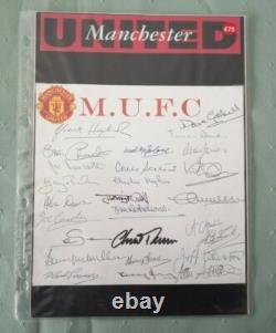 Manchester United A4 Display Containing 26 Multi Players Signatures Coa 50s -80s