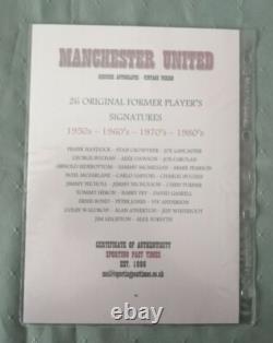 Manchester United A4 Display Containing 26 Multi Players Signatures Coa 50s -80s