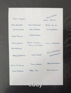 Manchester United A4 Display Containing 26 Multi Players Signatures Coa 50s -80s