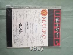 Manchester United A4 Display Containing 26 Multi Players Signatures Coa 50s -80s