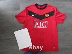 Manchester United AIG Multi Hand Signed by 6 Players No 10 Football Shirt L