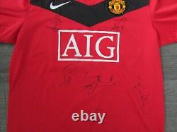 Manchester United AIG Multi Hand Signed by 6 Players No 10 Football Shirt L