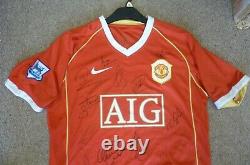 Manchester United Aig Red Signed Home Short Sleeved Football Shirt