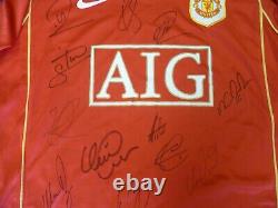 Manchester United Aig Red Signed Home Short Sleeved Football Shirt