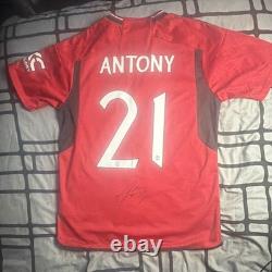 Manchester United Antony 21 Signed Football Shirt with COA Certificate