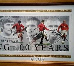 Manchester United Beckham Cantona Best Charlton Law Signed 100 Yrs