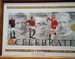 Manchester United Beckham Cantona Best Charlton Law Signed 100 Yrs