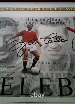 Manchester United Beckham Cantona Best Charlton Law Signed 100 Yrs