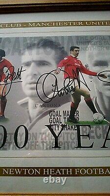 Manchester United Beckham Cantona Best Charlton Law Signed 100 Yrs