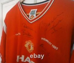 Manchester United Bryan Robson, Paul McGrath, Kevin Moran signed 80's shirt