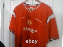 Manchester United Bryan Robson, Paul McGrath, Kevin Moran signed 80's shirt
