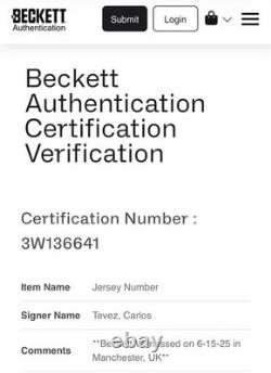 Manchester United Carlos Tevez Signed Jersey Moscow 2008 Beckett Authenticated