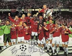 Manchester United Champions League 1999 Football Photo Signed By 12 Coa Proof