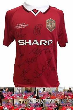 Manchester United Champions League 1999 Football Shirt Signed By 12 Coa Proof