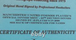 Manchester United Dinner Menu 2009 Signed By 15 Former Players Coa Rare Genuine