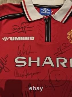 Manchester United F. C. 1998-1999 Squad + Sir. Alex Ferguson Signed Shirt with COA