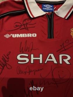 Manchester United F. C. 1998-1999 Squad + Sir. Alex Ferguson Signed Shirt with COA