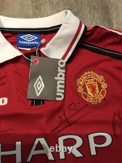 Manchester United F. C. 1998-1999 Squad + Sir. Alex Ferguson Signed Shirt with COA