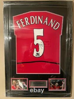 Manchester United F. C Rio Ferdinand 5 Hand Signed Framed Home Football Shirt