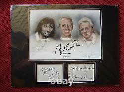 Manchester United George Best Bobby Charlton Denis Law Signed Photo Display