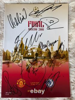Manchester United Hand Signed 2008 Moscow CL FINAL Programme PSA QO Card + COA