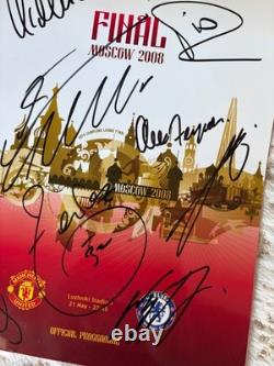 Manchester United Hand Signed 2008 Moscow CL FINAL Programme PSA QO Card + COA