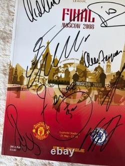 Manchester United Hand Signed 2008 Moscow CL FINAL Programme PSA QO Card + COA