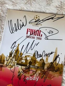 Manchester United Hand Signed 2008 Moscow CL FINAL Programme PSA QO Card + COA