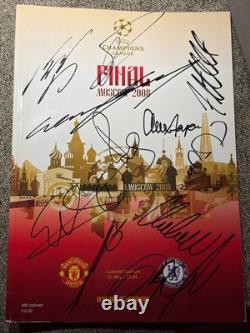 Manchester United Hand Signed 2008 Moscow Official Programme PSA QO Card + COA