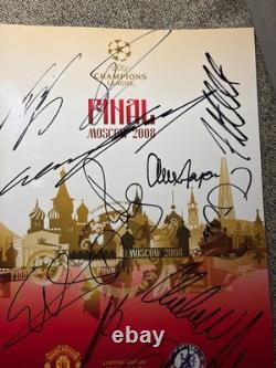 Manchester United Hand Signed 2008 Moscow Official Programme PSA QO Card + COA