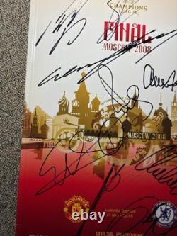 Manchester United Hand Signed 2008 Moscow Official Programme PSA QO Card + COA