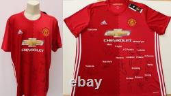 Manchester United Home Shirt Signed by 2017-18 Squad inc. Pogba & Rashford + COA
