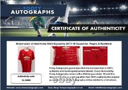 Manchester United Home Shirt Signed by 2017-18 Squad inc. Pogba & Rashford + COA