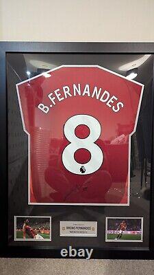 Manchester United MUFC Captain BRUNO FERNANDES Signed & Framed shirt with COA