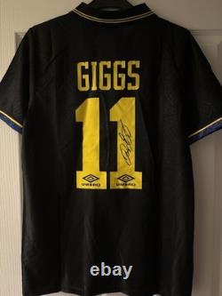 Manchester United Ryan Giggs Signed Black Kung FU Shirt 1995 Retro Shirt