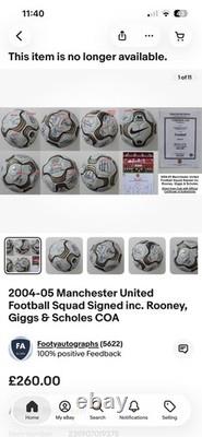 Manchester United SIGNED Premier league Football 2005 Scholes, Rooney, Giggs