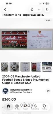 Manchester United SIGNED Premier league Football 2005 Scholes, Rooney, Giggs