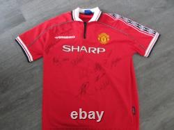 Manchester United Sharp Multi Hand Signed by 11 Players Football Shirt XL