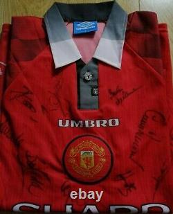 Manchester United Shirt (1996-1998) with Signed Treble Winning Team (1998-1999)