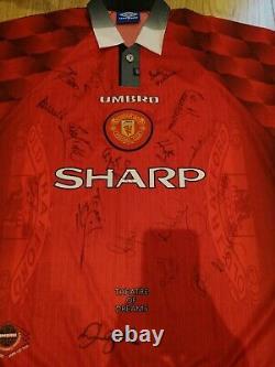 Manchester United Shirt (1996-1998) with Signed Treble Winning Team (1998-1999)