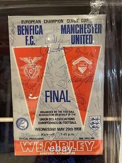 Manchester United Signed 1968 European Final Shirt Programme Best Busby Charlton
