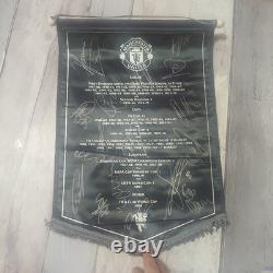Manchester United Signed Black Silk Pennant Of All Victories 1907 2008
