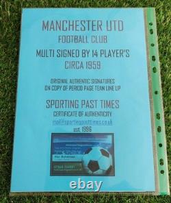 Manchester United Signed C1959 Players x 14 In A4 Sleeve. See Images COA