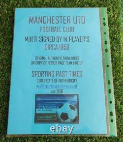 Manchester United Signed C1959 Players x 14 In A4 Sleeve. See Images COA